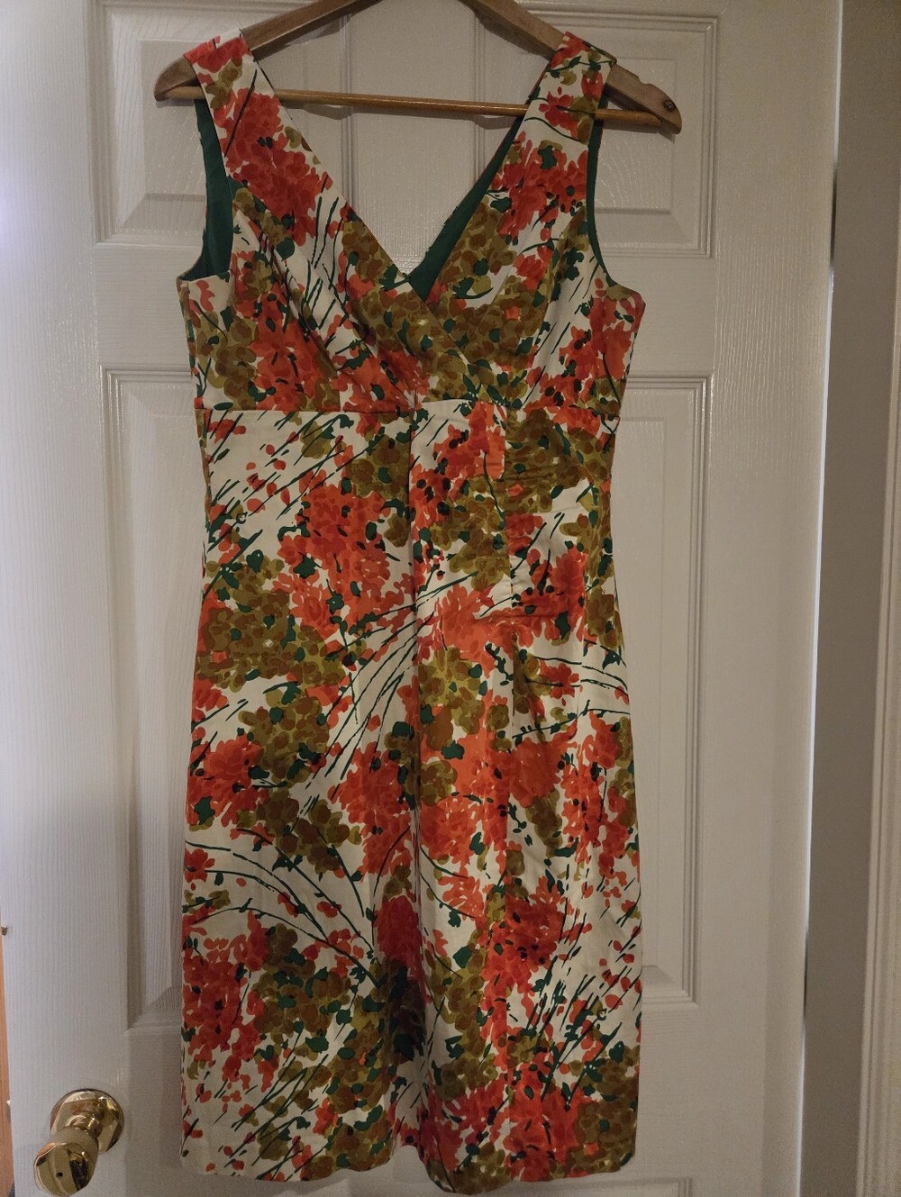 Donna Ricco Floral V-Neck Ruched Sleeveless Dress Size 8